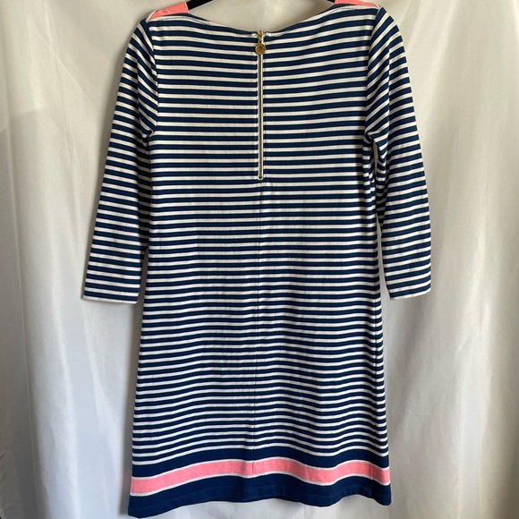 Lilly Pulitzer Irina Guava Melon Exotic Garden Stripe French Terry Shift Dress - Picture 5 of 8